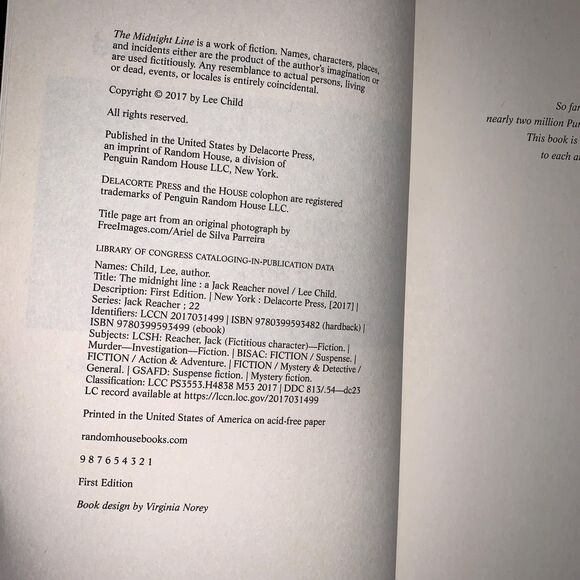 Lee Child Book Midnight Line Jack Reacher Novel Thriller Mystery Crime Detective - Picture 7 of 11